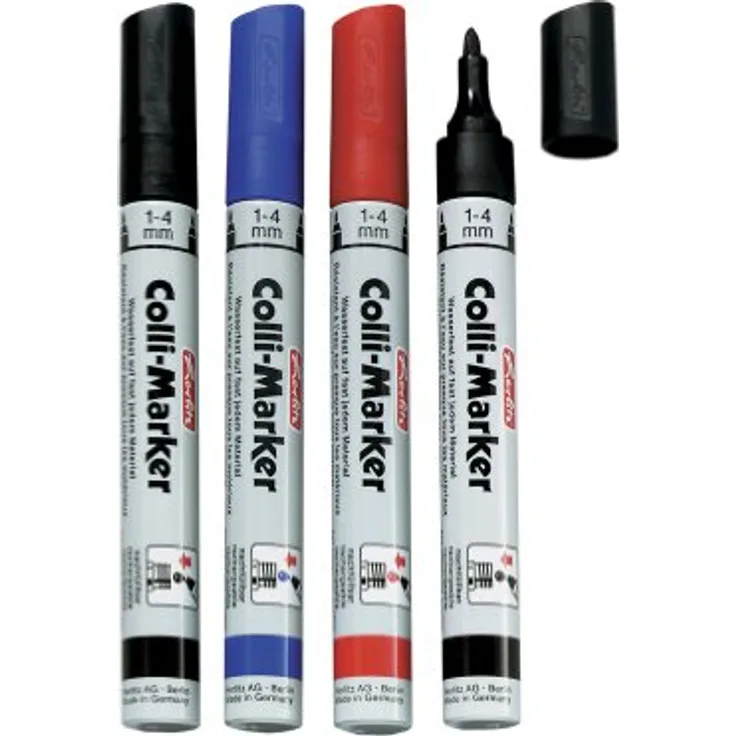 Herlitz 8665804 Colli Marker 1-4 sortiert 4 Stück wasserfest, permanent