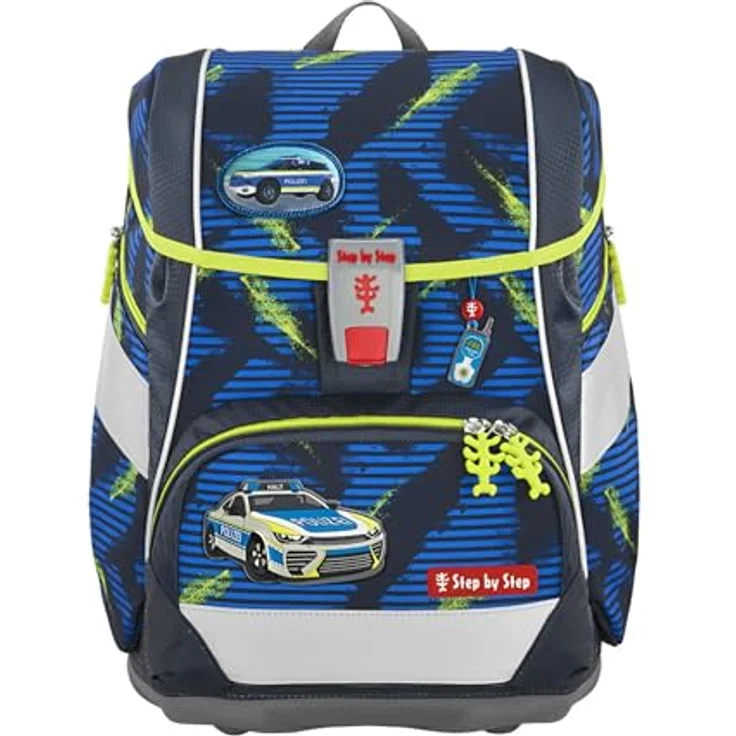 Step by Step Schulranzen-Set 2IN1 Plus „Police Car Cody“ 6-teilig, ergonomischer Tornister, höhenverstellbar mit Hüftgurt, 19L, blau-gelb – Bild 2