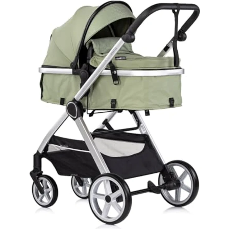 Chipolino Kombikinderwagen 2 in 1 Vista, mit Wickeltasche, Fußabdeckung und verstellbarem Sonnendach, grün – Bild 2