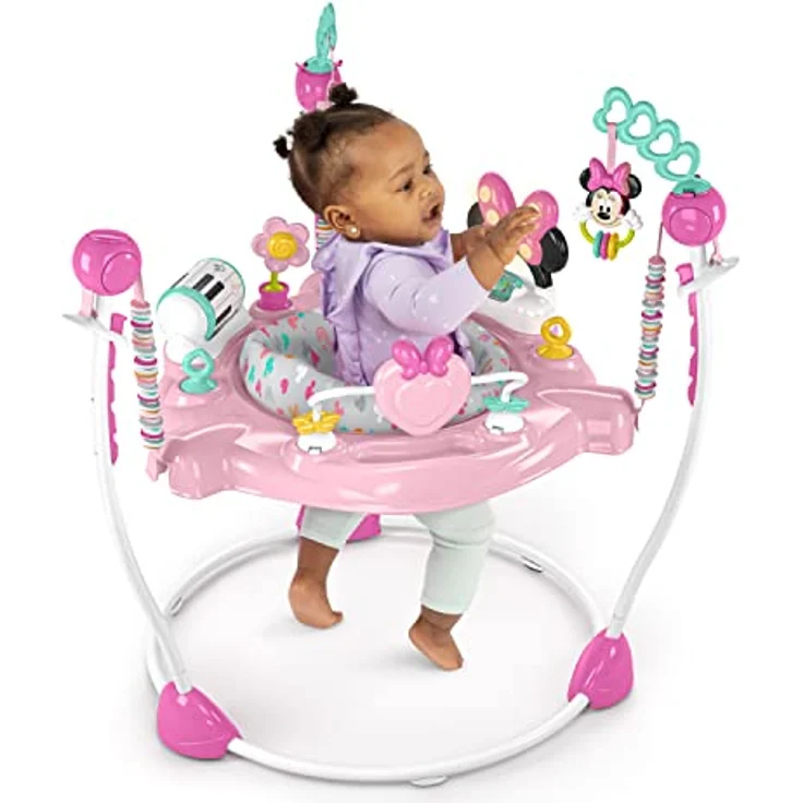 Bright Starts, Disney Baby, Minnie Maus Forever Besties, Spring- und Spielcenter mit Spielstation mit Lichtern und Musik, 10 Aktivität Spielzeugen, 360° drehender Sitz, höhenverstellbares, 6 Monaten+ - Preisvergleich – Bild 3