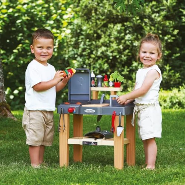 Ecoiffier Sommerküche 4650, Outdoor-Spielzeug für Kinder ab 18 Monaten mit Pizzaofen, Grillplatte und Zubehör, bunt – Bild 4