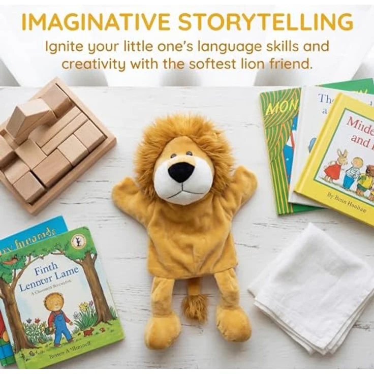 LOMTRATS Handpuppen für Kinder, Tierfamilienset mit Wolf, Tiger, Löwe und Affe, 30 cm, ideal für Geschichtenerzählen und Vorschule – Bild 2