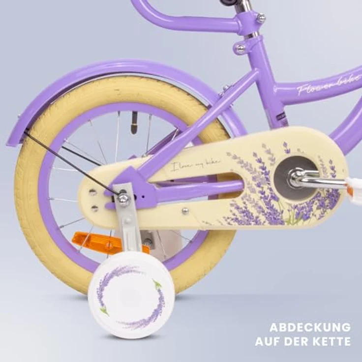 Sun Baby Mädchenfahrrad 14 Zoll Flower Bike mit Abnehmbarer Schubstange, Lavender, für Mädchen von 2 bis 6 Jahre – Bild 4