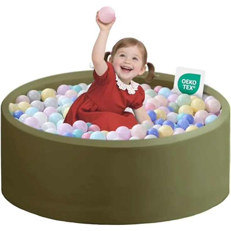 Zedachica Baby Bällebad 80cm*30cm, Schaumbällebad für Kinder ab 1 Jahr, salbeigrün, einfach zu reinigen, keine Bälle enthalten – Bild 1