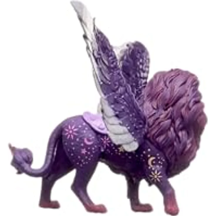 Schleich Mondlöwe 70837, bayala, leuchtend im Dunkeln, mit beweglichen Flügeln und Magnet im Sattel, lila-goldenes Fell – Bild 7