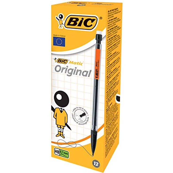 BIC Matic Druckbleistift, 0,7 mm mit 3 Ersatzminen und Radiertip, Taschenclip – Bild 8