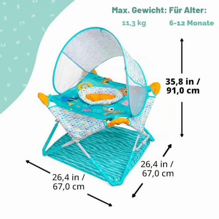 Bright Starts Disney Baby Findet Nemo Jumperoo, Tragbares Aktivitätscenter mit Sonnendach, verstellbar für 6-12 Monate – Bild 3