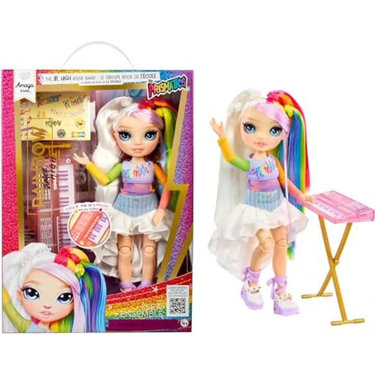 Rainbow High Anziehpuppe Jr High Rockband Fashion Doll Amaya, Rockstar-Look mit Keyboard und coolen Accessoires – Bild 1