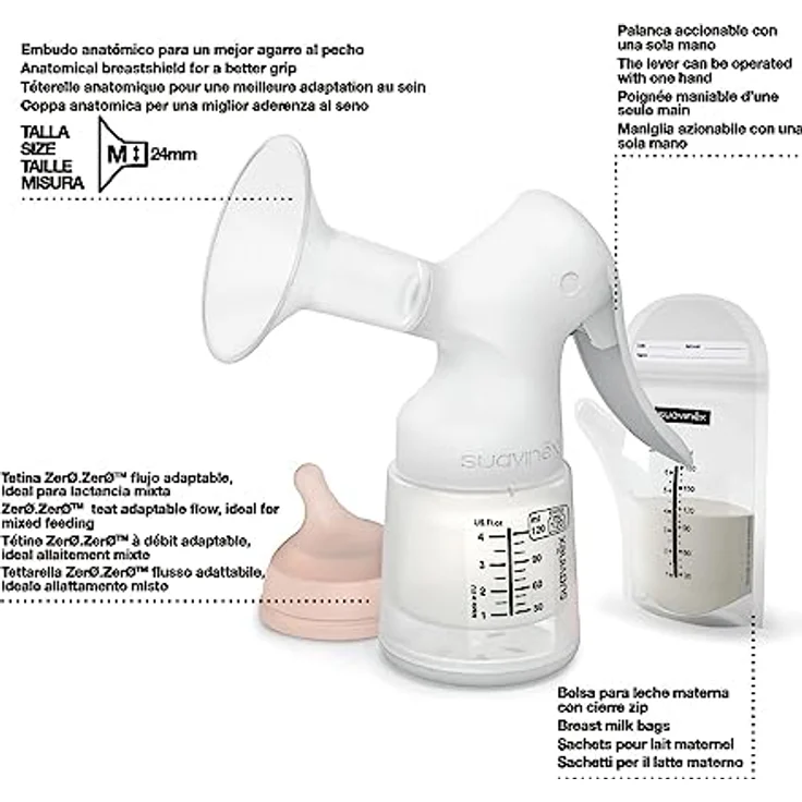 Suavinex Extractor De Leche Manual, Milchpumpe für mühelose und effektive Milchabnahme – Bild 5