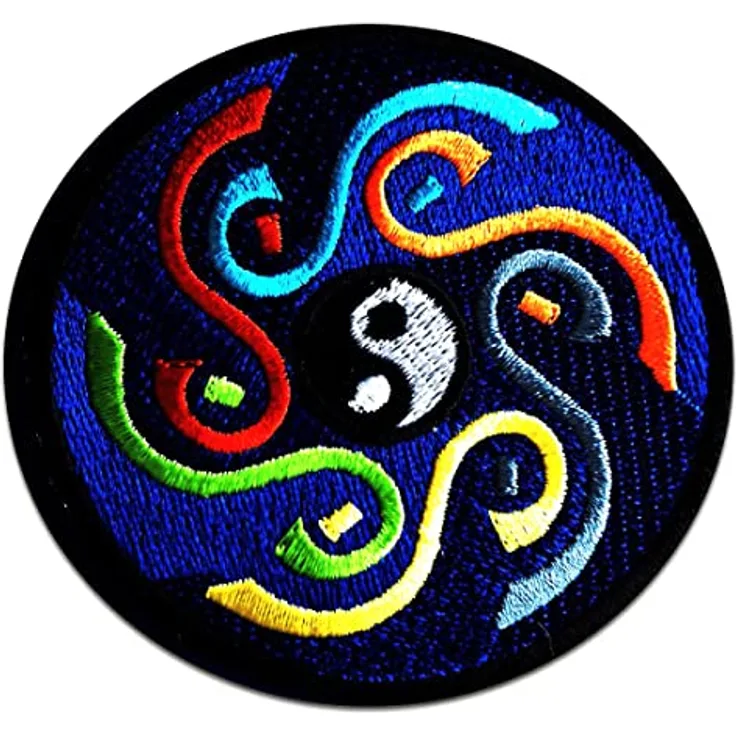 Yin Yang Spirituell - Aufnäher, Bügelbild, Aufbügler, Applikationen, Patches, Flicken, Zum Aufbügeln, Größe: Ø 8 cm, Farbe:blau