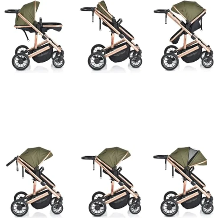 Moni Kombikinderwagen 2 in 1 Thira, wandelbar, verstellbare Rückenlehne, Aluminiumrahmen, grau – Bild 6