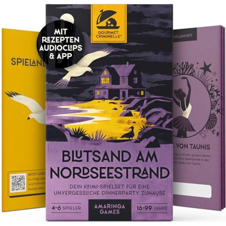 Gourmet Criminelle® Krimidinner für zuhause, Mysteriöser Mordfall Blutsand am Nordseestrand, für 4-6 Spieler ab 16 Jahren, inklusive Rezeptideen und Audiohinweisen – Bild 1
