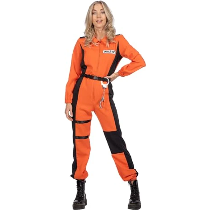 WILBERS & WILBERS 4702 Gefängnis Overall Damen, orange, Einteiler mit sportlichen Details und authentischer Verarbeitung für Karneval und Mottopartys – Bild 1