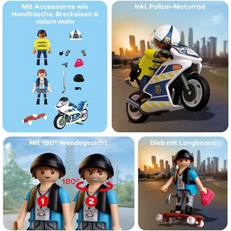 Playmobil® 72079 Verfolgungsjagd mit Motorrad, Spielset mit Dieb und Brecheisen, geeignet für Kinder ab 3 Jahren – Bild 4