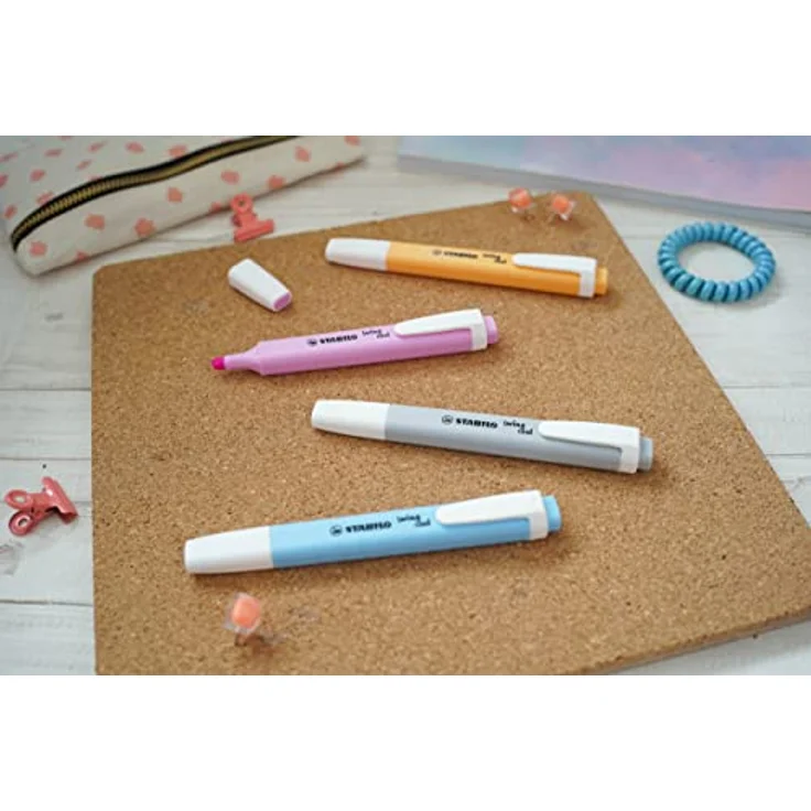 STABILO, Marker, Swing Cool Pastell 48disp 2022 (Pastellfarben (gelb, pfirsich, sanftes orange, rosa, himmelblau, limette, korallenrot, kirschblütenrosa, purpurrot, lila, wolkenblau, seidengrau, türkis und minze), 13, 4 mm) – Bild 5
