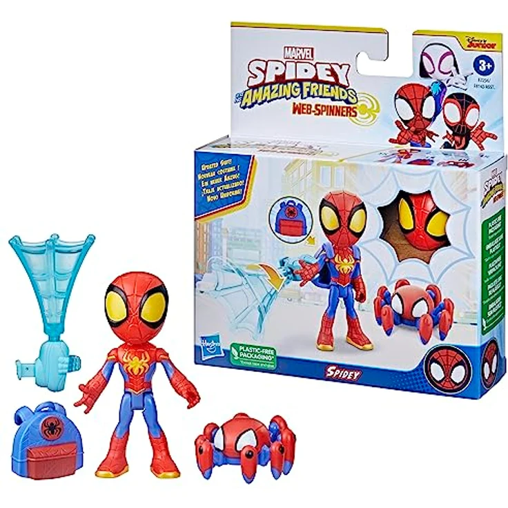 Spidey and his Amazing Friends Marvel Web-Spinners Spidey Action-Figur mit drehbarem Netz-Accessoire, ideales Geschenk für Kinder – Bild 4