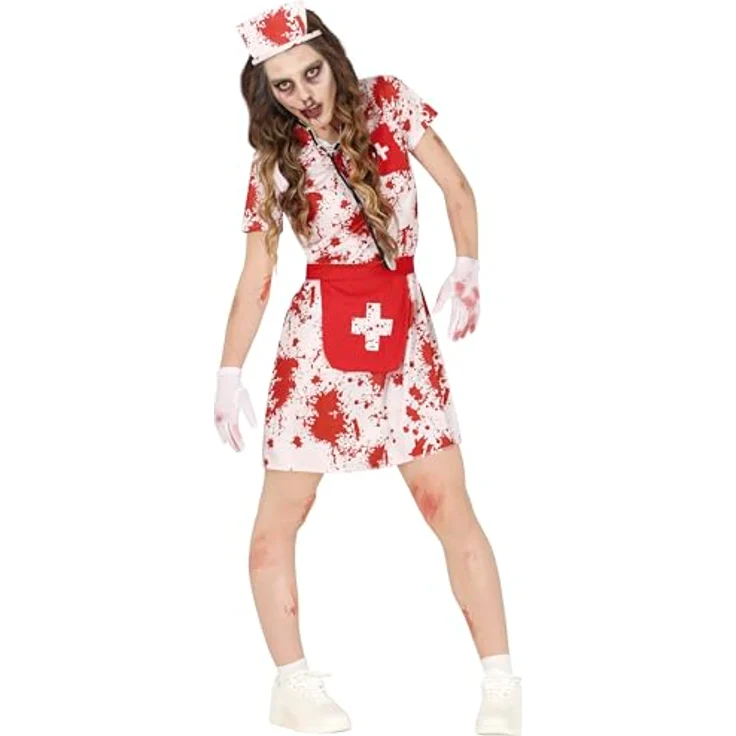 FIESTAS GUIRCA Zombie Krankenschwester Kostüm, Weiße Blutige Krankenschwester Uniform für Erwachsene Damen, Größe 36-38 M – Bild 2
