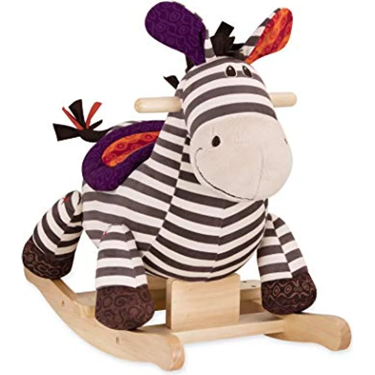 B. toys Schaukelpferd Zebra gestreift aus weichem Plüsch und hochwertigem Holz, Schaukeltier zum Draufsitzen für Kinder und Babys ab 18 Monaten – Bild 4