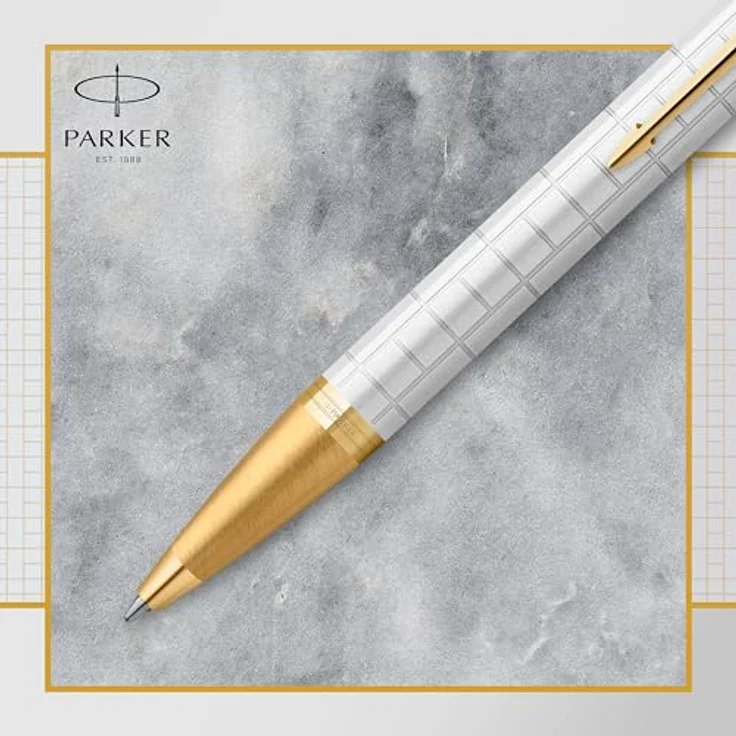 Parker IM Premium Kugelschreiber, perlmuttlackiert mit Goldverzierungen, automatischer Druckmechanismus, weiß/gold – Bild 4