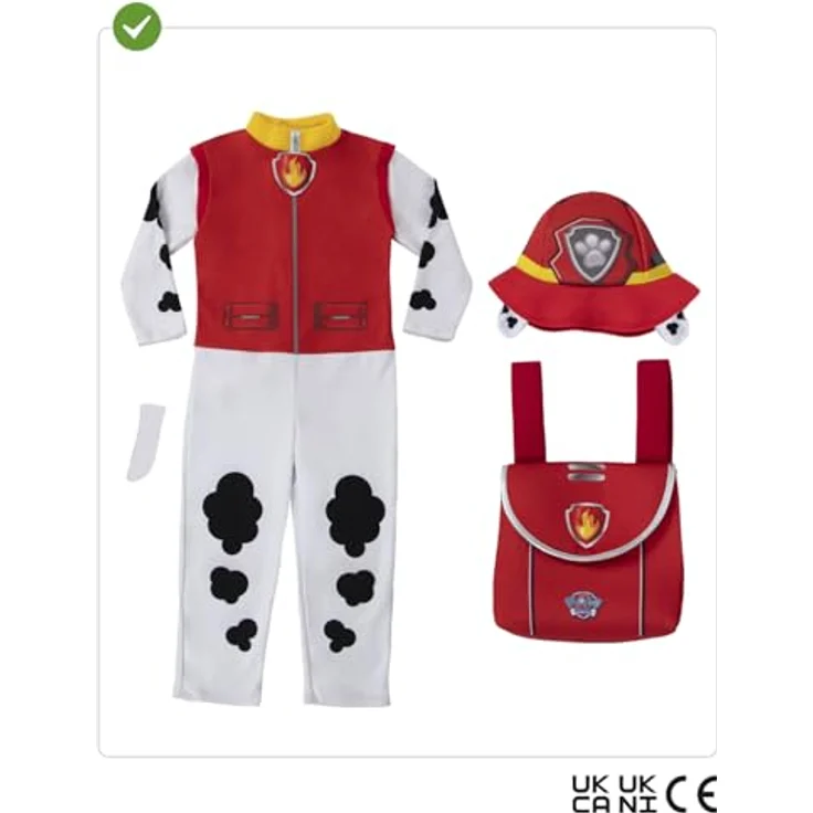 Funidelia Offizielles Marshall Paw-Patrol Kostüm für Kinder, Overall mit Schwanz, Mütze und Rucksack, Größe 3-4 Jahre, rot, für Karneval und Halloween – Bild 2