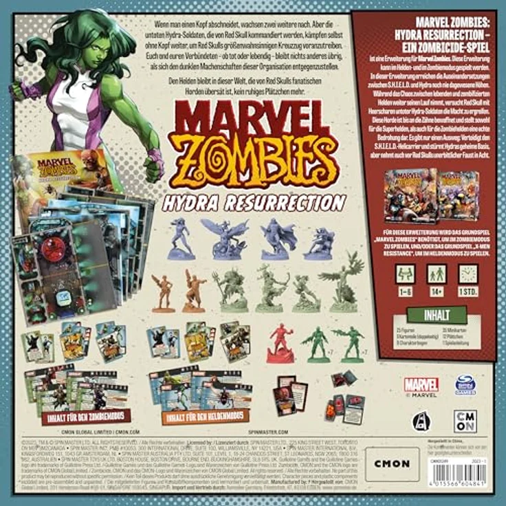 Cmon Marvel Zombies - Hydra Resurrection, Brettspiel für 1-6 Spieler, ab 14 Jahren, Erweiterung mit Missionen für Helden- und Zombiemodus – Bild 4