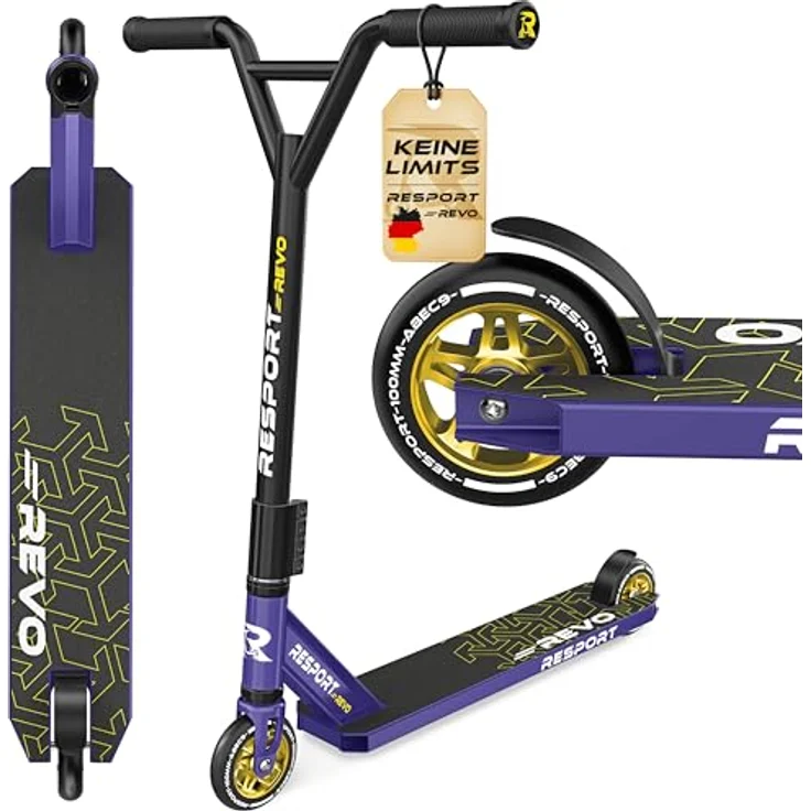 RE:SPORT REVO Stunt Scooter mit Ständer, 100mm PU Räder, ABEC 9 Kugellager, stabiler Aluminiumrahmen, für Kinder & Erwachsene – Bild 1