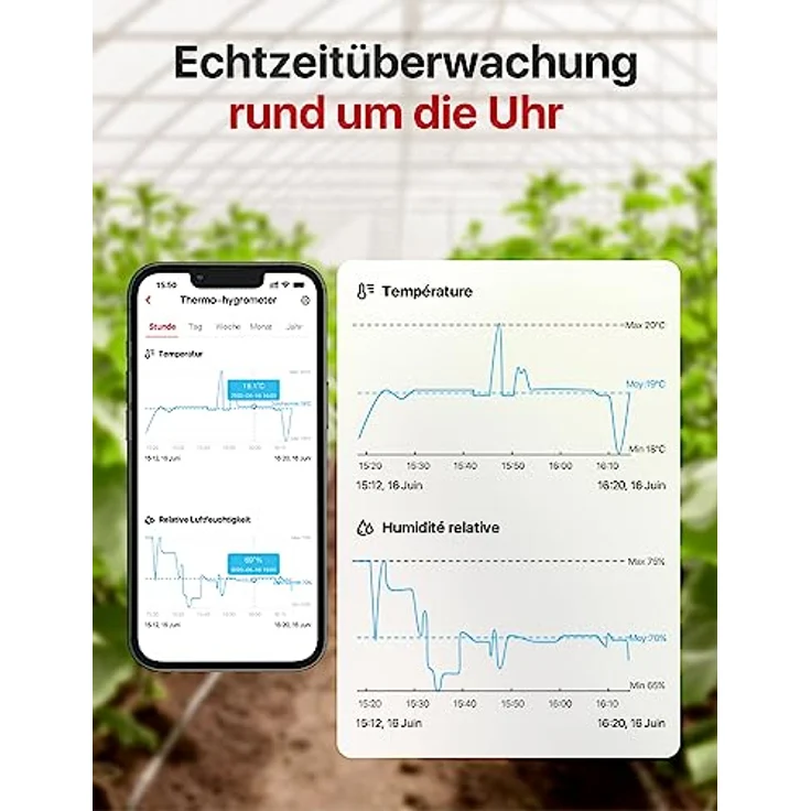 X-Sense SBS50 WLAN Hygrometer Thermometer, Innen mit 3 Sensoren, 500m Reichweite, Temperatur- und Luftfeuchtigkeitsüberwachung per App, kompatibel mit Alexa, kostenfreier Datenexport – Bild 2