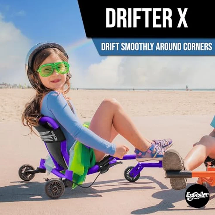 EzyRoller Drifter X Trike, Dreirad Drift Kinderfahrzeug für draußen, geeignet für 6 - 14 Jahre, lila – Bild 3