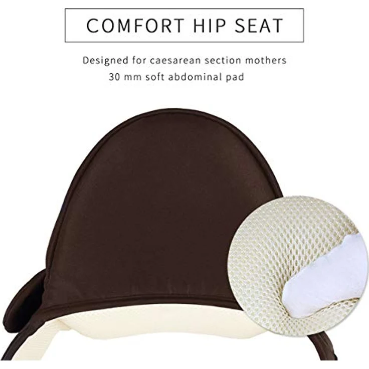 SONARIN Multifunktionaler Hipseat Baby Carrier Babytrage,Freie Größe,Kleinkind-Hüft-Sitzträger,Vorderer Träger-Gurt,4 tragende Positionen(Braun) – Bild 5