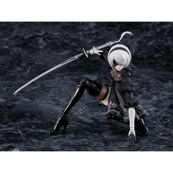 Max Factory Nier:Automata Ver1.1a Figma Actionfigur 2B (YoRHa No.2 Type B), 16 cm detailreiche Sammelfigur mit Zubehör und voll beweglichem Design – Bild 4