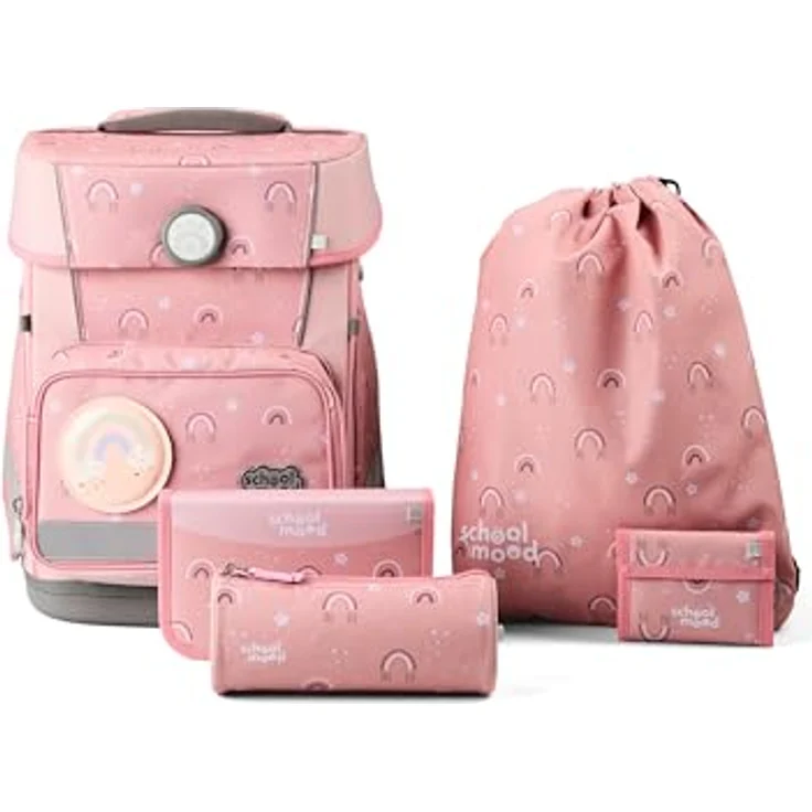 SCHOOL-MOOD Champion Maxx Pro Schulranzen-Set 6-teilig, höhenverstellbar, 22 L, ca. 1,1 kg, Motiv Rainbow, für Grundschule 1.–4. Klasse, Modell 2026 – Bild 1