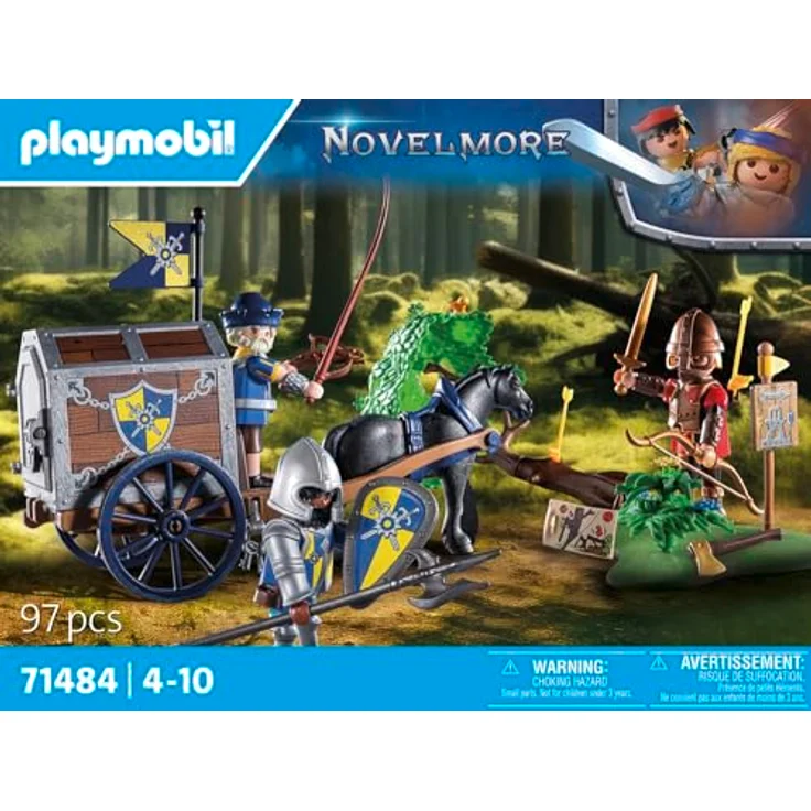 PLAYMOBIL 71484 Überfall auf Transportwagen, Ritterspielwelt Novelmore mit geheimen Bauplänen und Drachengold – Bild 4