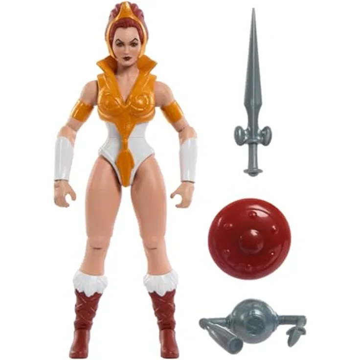 Masters of the Universe Origins Teela-Actionfigur, ca. 14 cm große MOTU-Heldin mit Zubehör und Mini-Comic, metallische Akzente, HYD27