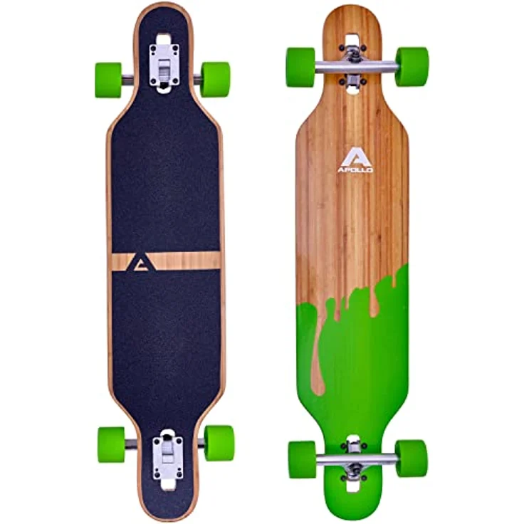 Apollo Longboard, Komplettboard mit Deck aus Bambus & Fiberglas, High-End Board mit ABEC 9 Kugellager, Flex 2 Longboards für Jugendliche und Erwachsene, Profi-Cruiser – Bild 1
