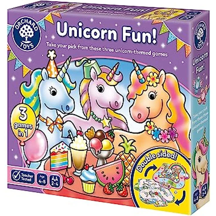 Orchard Toys Orchard Unicorn Fun Lernspiel, Brettspiel mit 3 Spielvarianten für 2-4 Spieler, altersgerecht für 4-8 Jahre – Bild 1