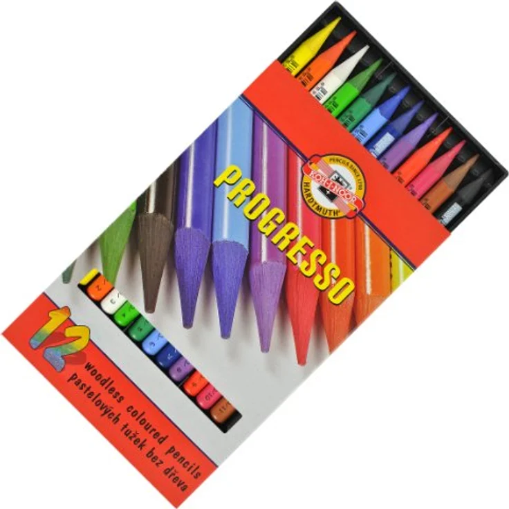 KOH-I-NOOR Progresso Buntstifte-Set, holzfrei, 12 Stück, hohe Farbintensität, 7,1 mm Mine für Detail- und Flächengestaltung – Bild 4