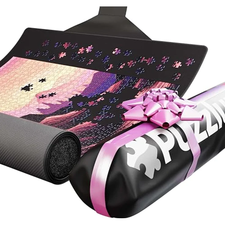 Puzzlematte 1000 Teile bis 1500 Teile - In Sekundenschnelle geschlossen, ohne Gurte - Selbstschließend, hoch rutschfest - Puzzle Matte roll mit Öko-Verpackung, XL Größe 66x120 cm, durch PuzzlUp – Bild 2