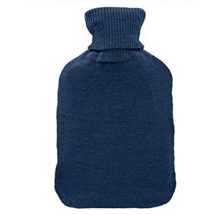 Axion Wärmflasche mit Bezug, dunkelblauer Strick mit Muster, 33 x 20 cm, ca. 2 Ltr., 100% Naturgummi – Bild 3