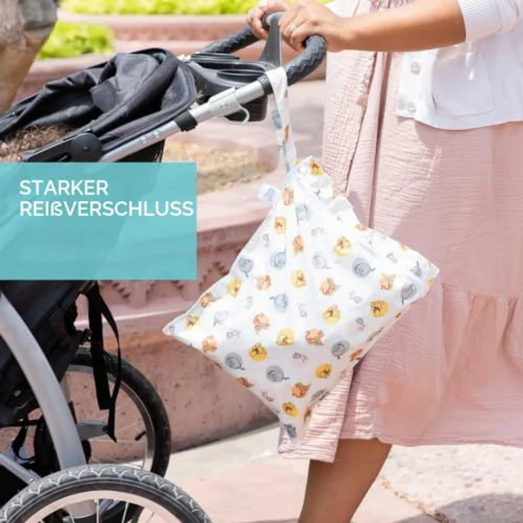 Bumkins Waterproof Wet Bag, Disney Winnie The Pooh, wasserdicht, auslaufsicher, strapazierfähiger Organizer für Stoffwindeln, Badesachen und Toilettenartikel, mit Druckknopf-Riemen, waschbar – Bild 4