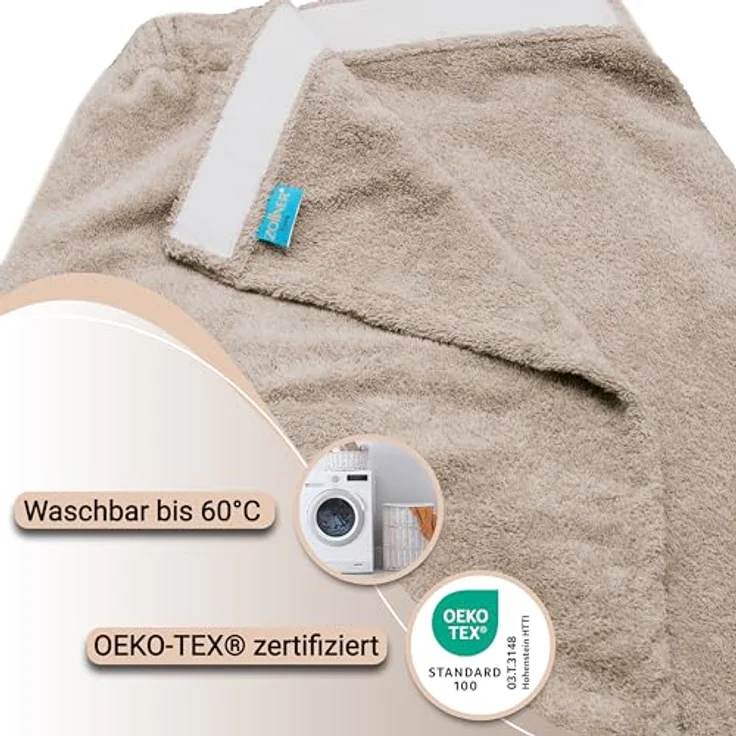 Zollner Bademantel Fango, Textil in L/XL, Oeko-Tex® Standard 100, saugfähig, mit Oberschenkeltasche und Gummizug – Bild 4