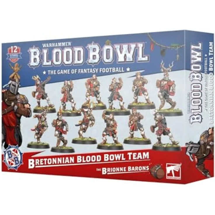Games Workshop Blutschale: Bretonisches Team - Die Brionne Barons, 12 Kunststoff-Miniaturen mit detailreicher Rüstung und Helmwappen