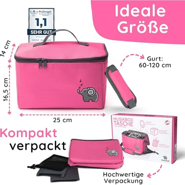 fantifant Musikbox Tasche für Toniebox [ + Netzbeutel für Tonie Aufbewahrung ] Flexible TRANSPORTTASCHE FÜR TONIEBOX Tasche für Starter Set, Figuren und Zubehör I aus recyceltem PET I flamingopink – Bild 6