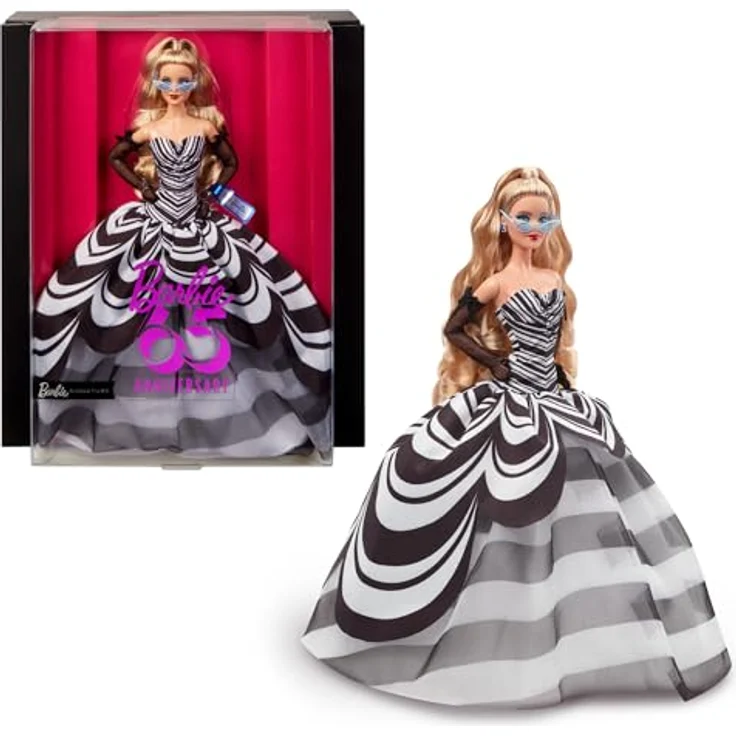 Barbie Anziehpuppe Barbie Signature, Sammlerpuppe zum 65. Jubiläum mit blonden Haaren, und schwarz-weißer Robe – Bild 2