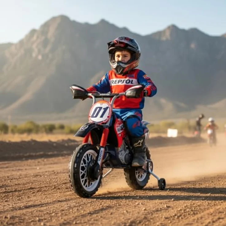 Injusa Repsol Elektromotorrad, Elektrofahrzeug für Kinder ab 3 Jahren mit Racing-Design, Stützrädern und Gaspedal – Bild 2