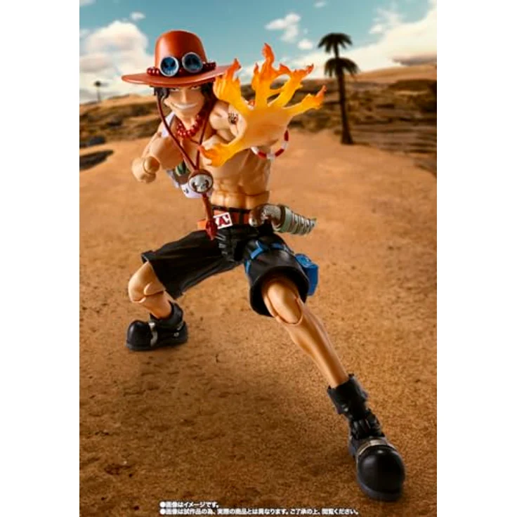 TAMASHII NATIONS One Piece Portgas D. Ace Fire Fist, S.H.Figuarts Actionfigur mit 5 zusätzlichen Gesichtsteilen und Feuereffekten – Bild 5
