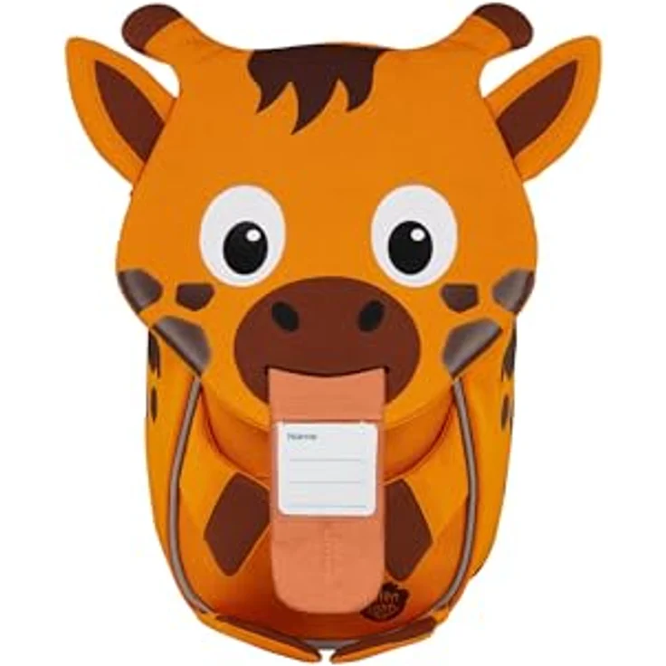 Affenzahn Kleiner Freund Kindergarten-Rucksack, ergonomisch, reflektierend, Ziehzunge mit Namensschild, Giraffe, orange, für 1-3 Jährige – Bild 5