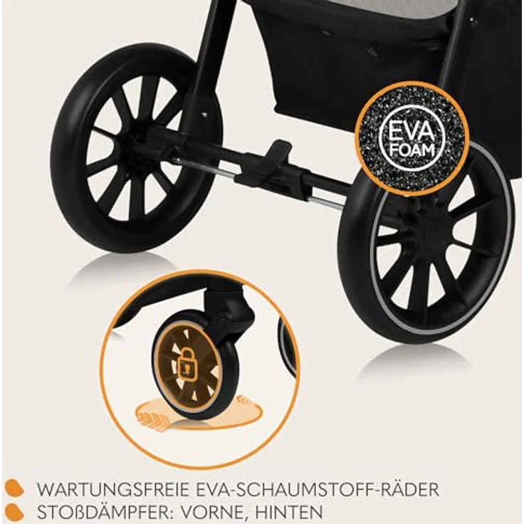 Lionelo EMMA ONE Buggy - Schwenkbare 360 Räder, Vollfederung, Einhändig klappbar, Verstellbare Rückenlehne und Fußstütze, XXL-Verdeck UPF50+ – Bild 4
