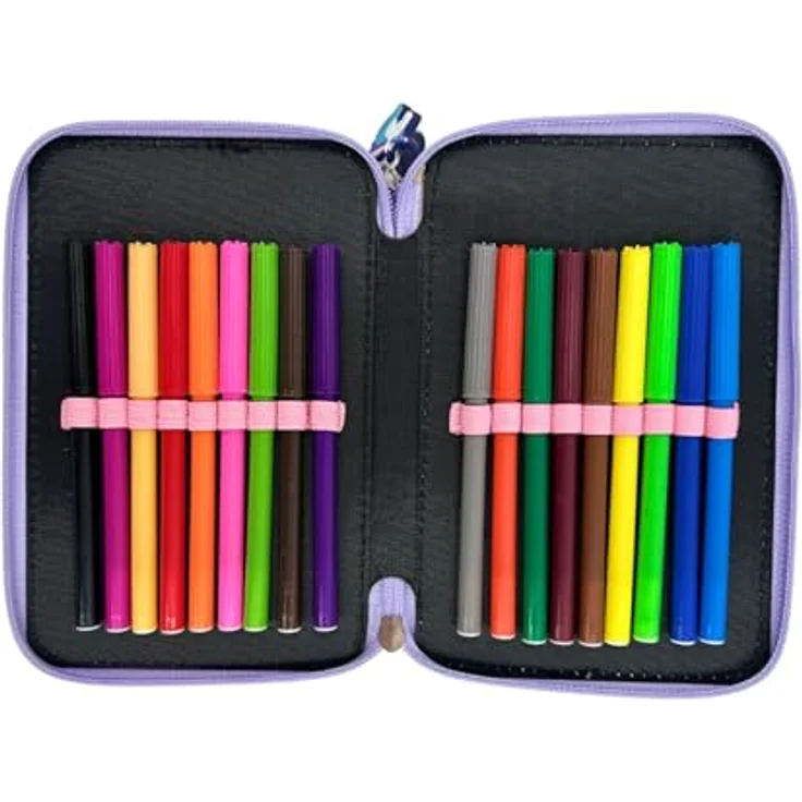 Goldkids Federmäppchen 3 Fächer, gefüllte Schüleretui 44-teilig mit Einhorn-Motiv, robust und funktional, inklusive Filzstifte, Buntstifte, Kugelschreiber und mehr – Bild 4