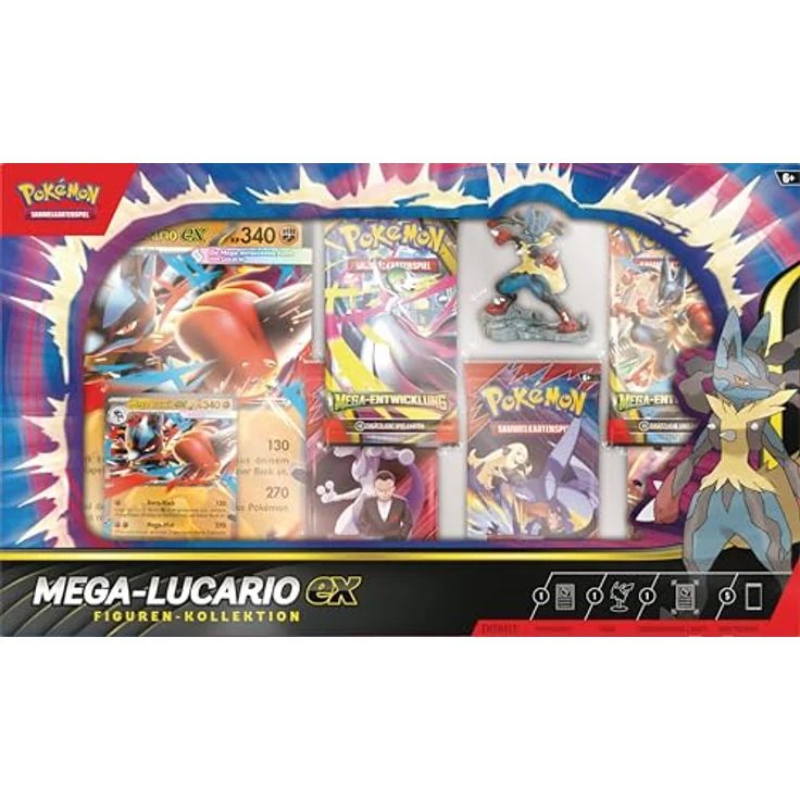 Pokémon PKM Mega-Lucario Figuren-Kollektion, inklusive holografischer Promokarte, überdimensionaler Promokarte und 5 Boosterpacks – Bild 5
