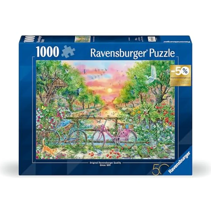 Ravensburger Puzzle 12001089 - Verträumte Fahrräder in Amsterdam - 1000 Teile Puzzle für Erwachsene und Kinder ab 14 Jahren - Stadt-Puzzle Amsterdam, mit reflexfreiem Puzzlebild, knickstabilen Puzzleteilen und recycelter Pappe hergestellt – Bild 2
